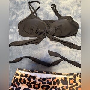 Black & Cheetah Print High-waisted Bikini